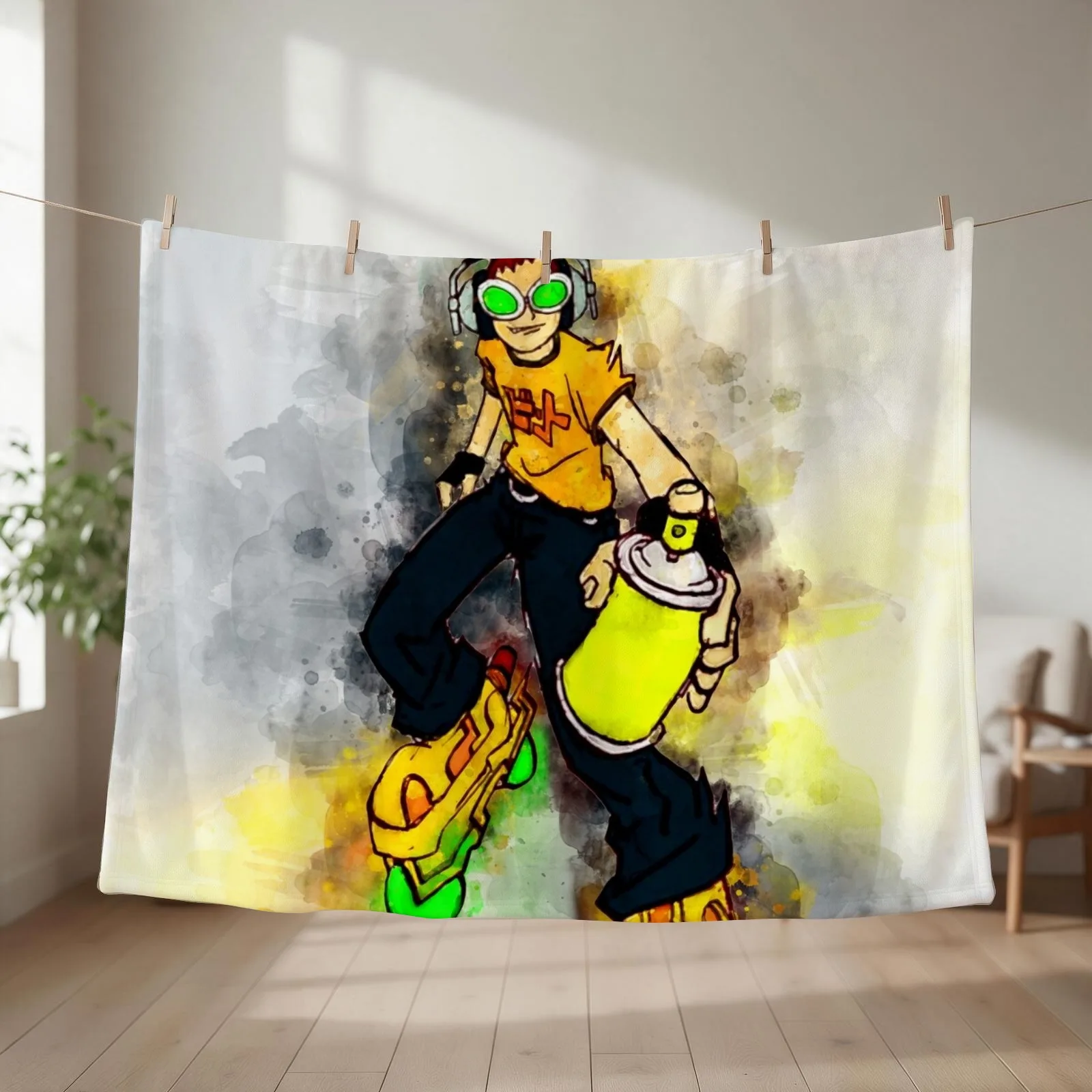 Jet Set Radio - Beat *watercolor* Throw Blanket couch cozy soft plush fuzzy picnic outdoor blanket