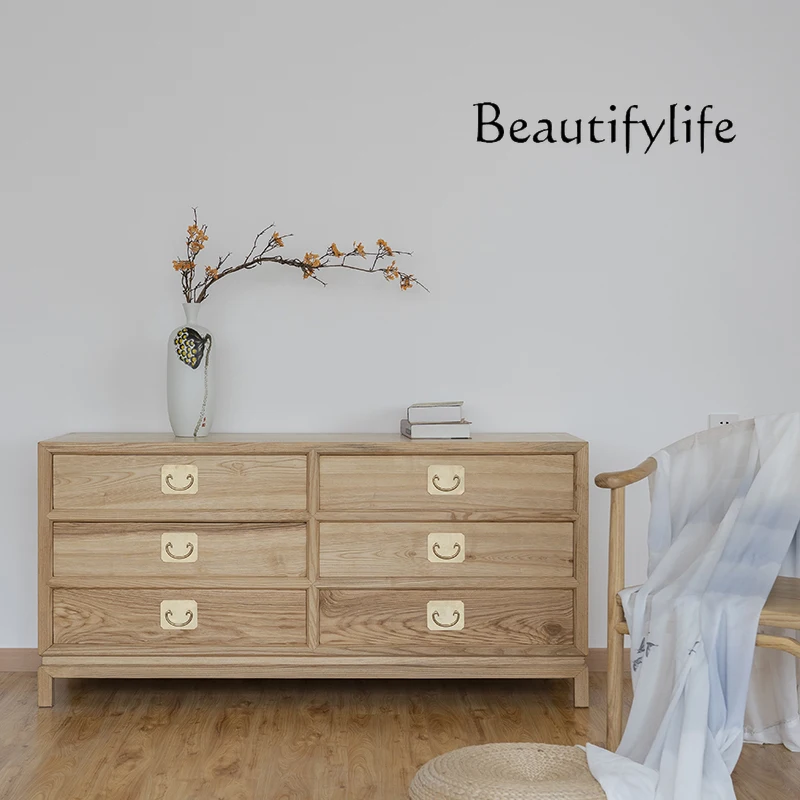 

Nordic Antique Style Solid Wood Chest of Drawers Household Minimalist Curio Cabinet