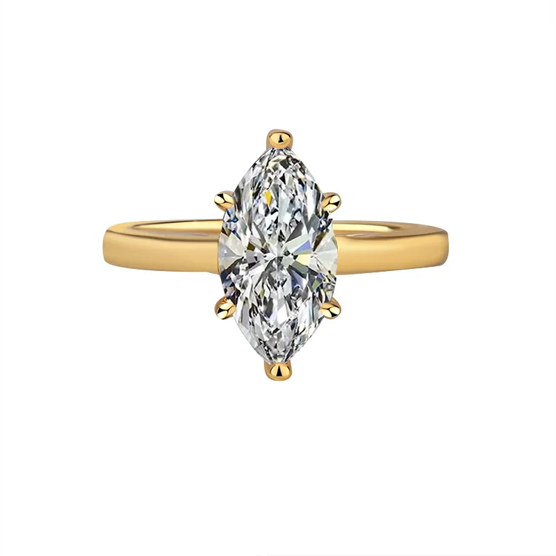 

1CT Marquise Cut Moissanite Rings for Wedding Woman Sparkling Lab Diamond Engagement Bands 925 Sterling Silver Certified Jewelry