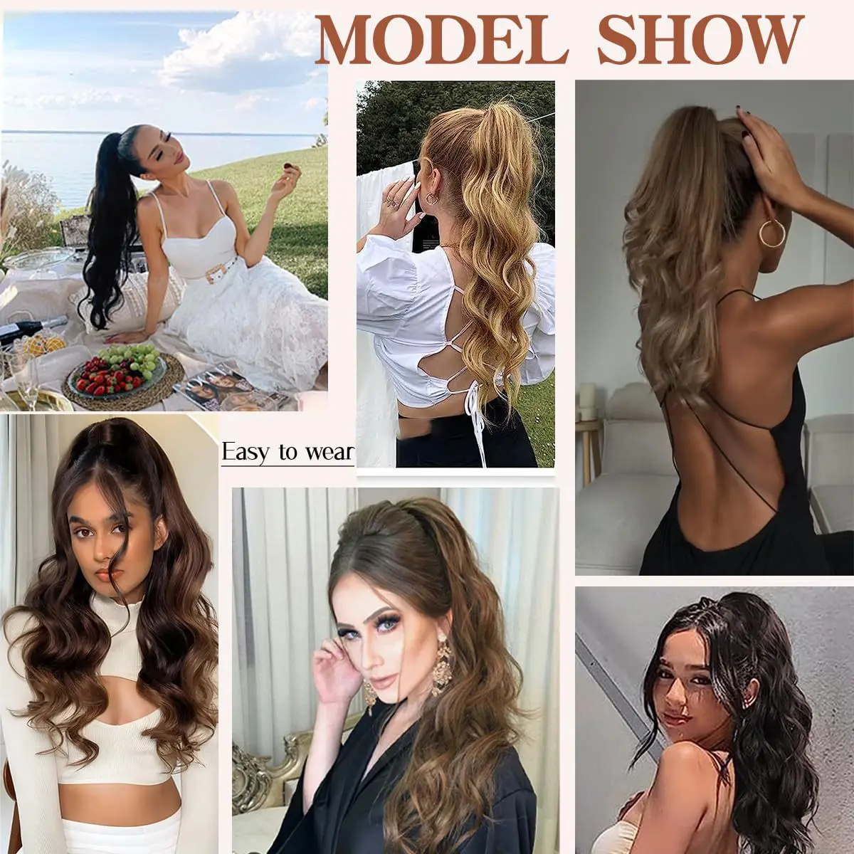 Extensões de rabo de cavalo- 22 Polegada clipe de garra extensões de cabelo de rabo de cavalo para mulheres ondulado sintético garra clipe em rabo de cavalo postiços