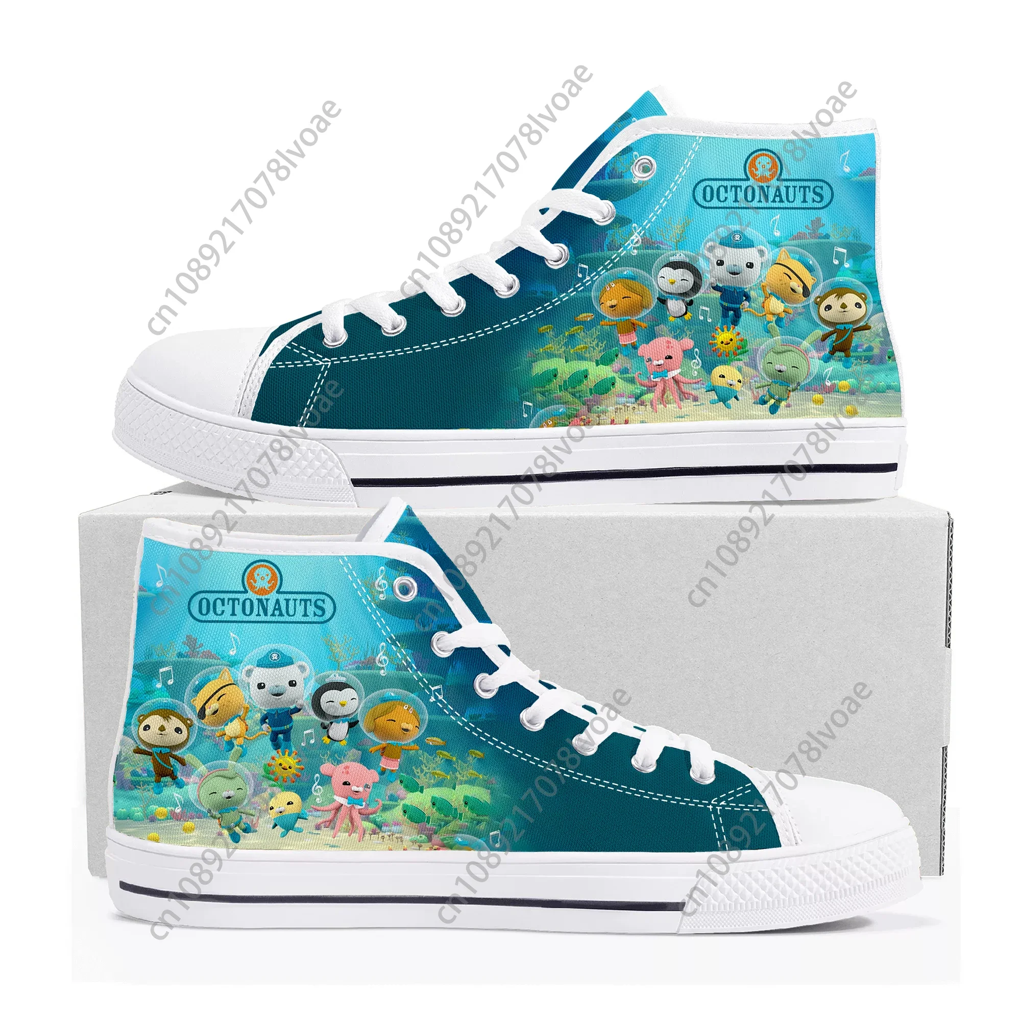 

Cartoon Anime Octonauts Team High Top Sneakers Men Womens Teenager High Quality Canvas Shoes Game Casual Tailor Made Sneaker