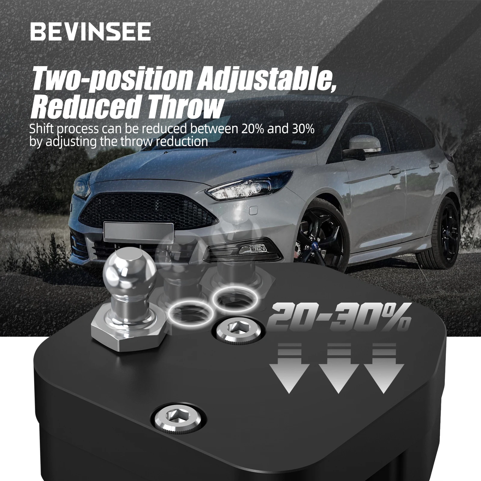 BEVINSEE Adjustable Quick Gear Short Shift Shifter Adapter For Ford Focus MK3 ST 2013-2018 RS 2016-2018