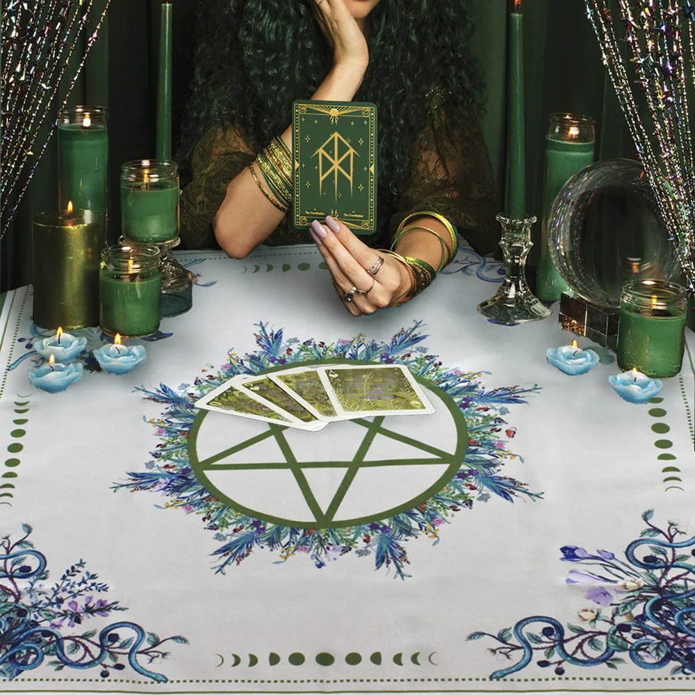 Pentagrama tarô pano e bolsa conjunto mantel para tarô toalha de mesa altar pagão meditação espiritual bruxa deck tapete tarô panos