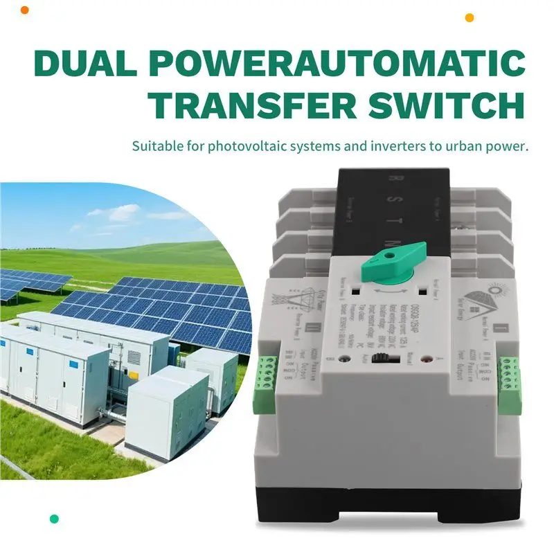 F-F ATS PV Inverter Dual Power Automatic Transfer Selector Switches 4P Din Rail Uninterrupted 125A Photovoltaic Solar