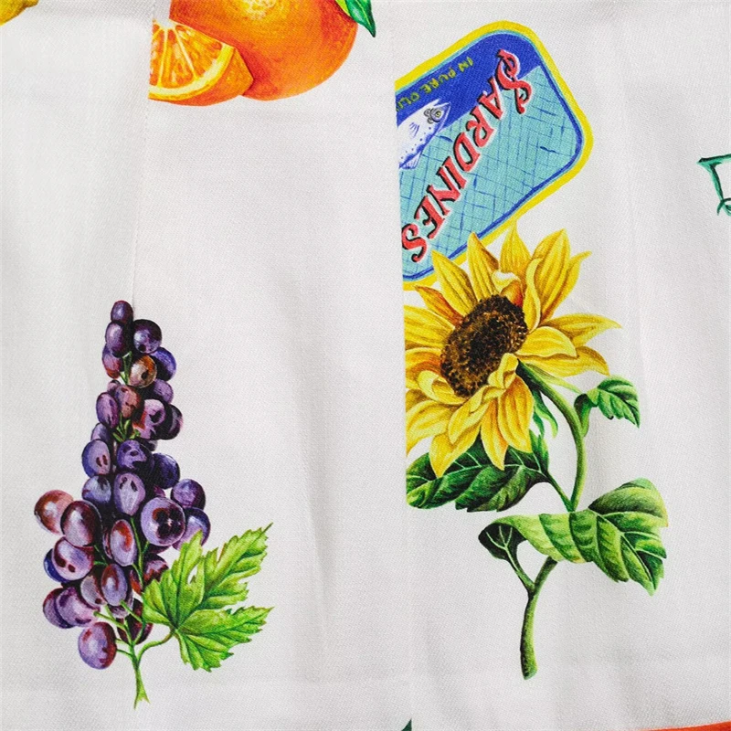 KEYANKETIAN Summer New Retro style Fruit Flower Print Mini spódniczka damska z bocznym zamkiem błyskawicznym z wysoką talią i wąską linią bioder