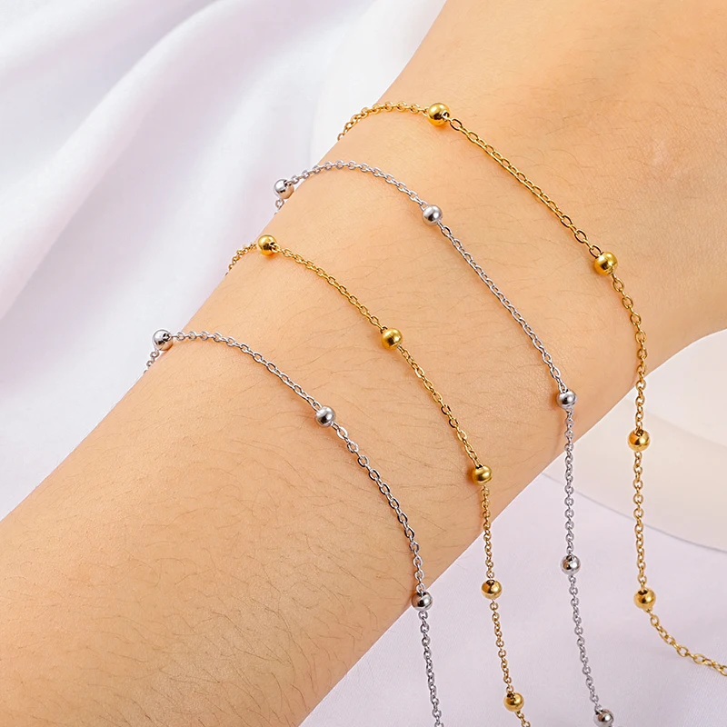 Stainless Steel Welded Bead Cross Link Chain Gold Silver Plated For Diy Necklace Bracelet Jewelry Making Findings