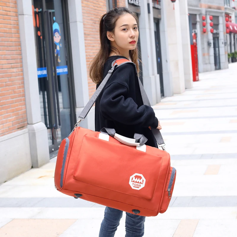 حقيبة سفر كورية الطراز للرحلات القصيرة، حقيبة أمتعة رجالية كبيرة السعة، حقيبة كتف مقاومة للماء مع مقبض قابل للطي