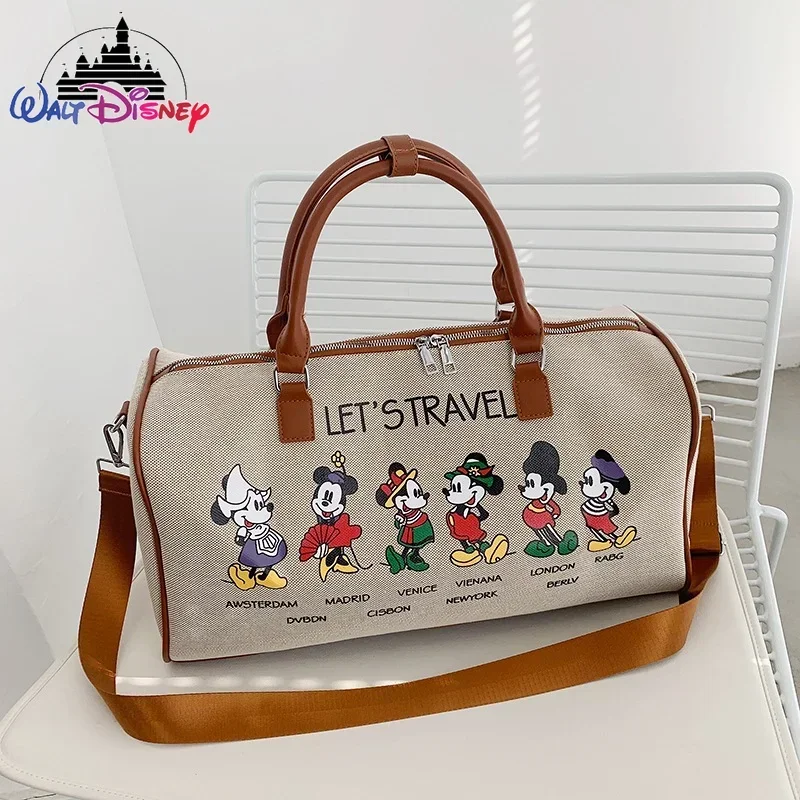 Disney mickey nova bolsa de viagem feminina marca luxo bolsa viagem grande capacidade moda lazer embarque saco fitness