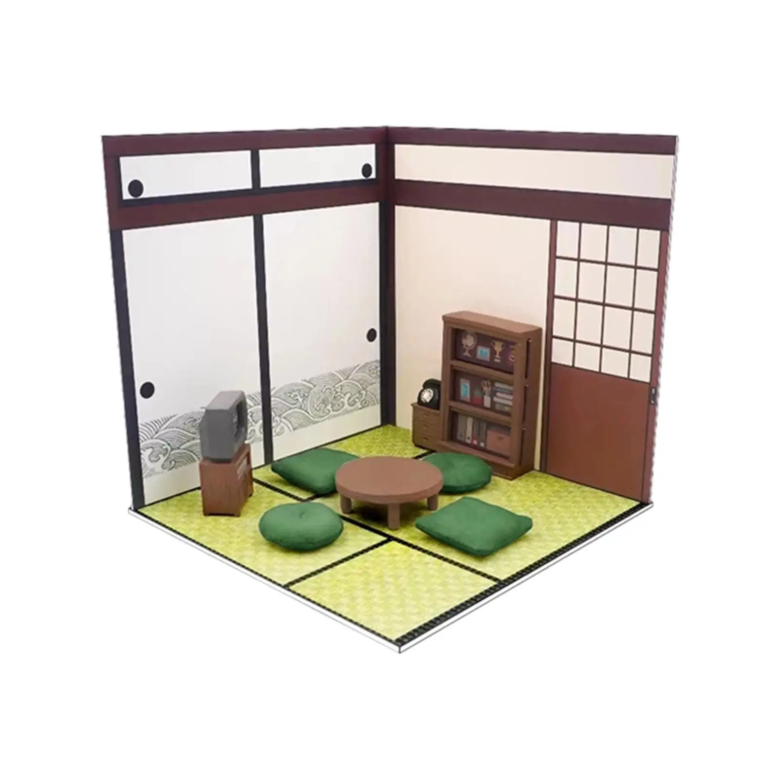 1/12 Scale Backdrop Organizer Scene Display Diorama with Furniture for Action Figures Dolls Collection Scene Toy Home Decoration