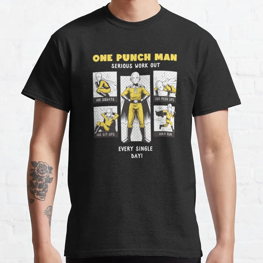Serious Workout A Hero Saitama Gift T-shirt for Anime lover One Punch Man Manga Print Graphic Clothes All Size Tops S-6XL