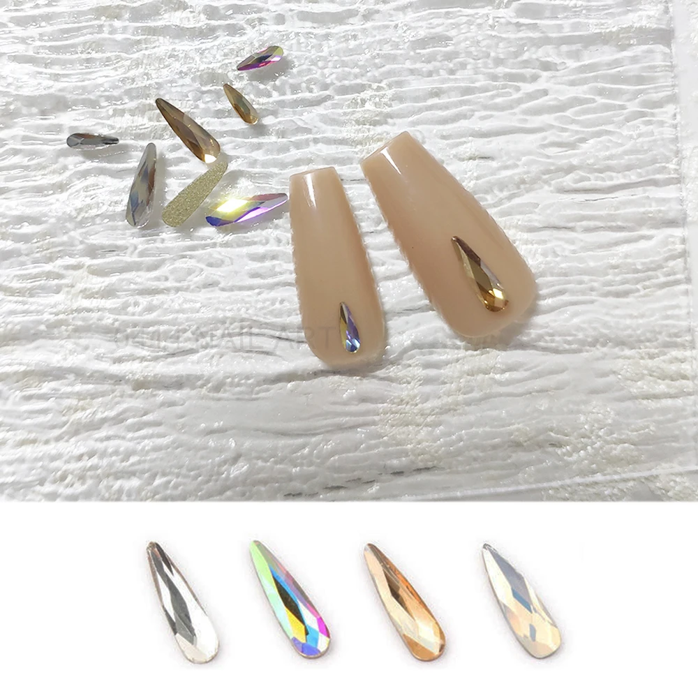 3*10mm Water Drop Flat Back Nail Rhinestone Shiny Stones Special Shaped Crystals Nail Art 3D Decorations Accessories