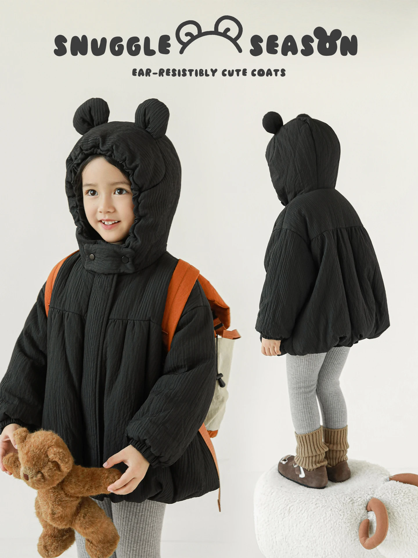 Toddler Girls 3D Padding Puffer Coat Plush Lined Windproof Thermal Hooded Jacket Winter 1-7Y 2025