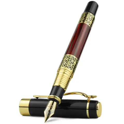 Bilashmart Retro Metal Fountain Pen F Nib Classic Design with Converter High Quality For Business Writing Office School Supplies Stationery