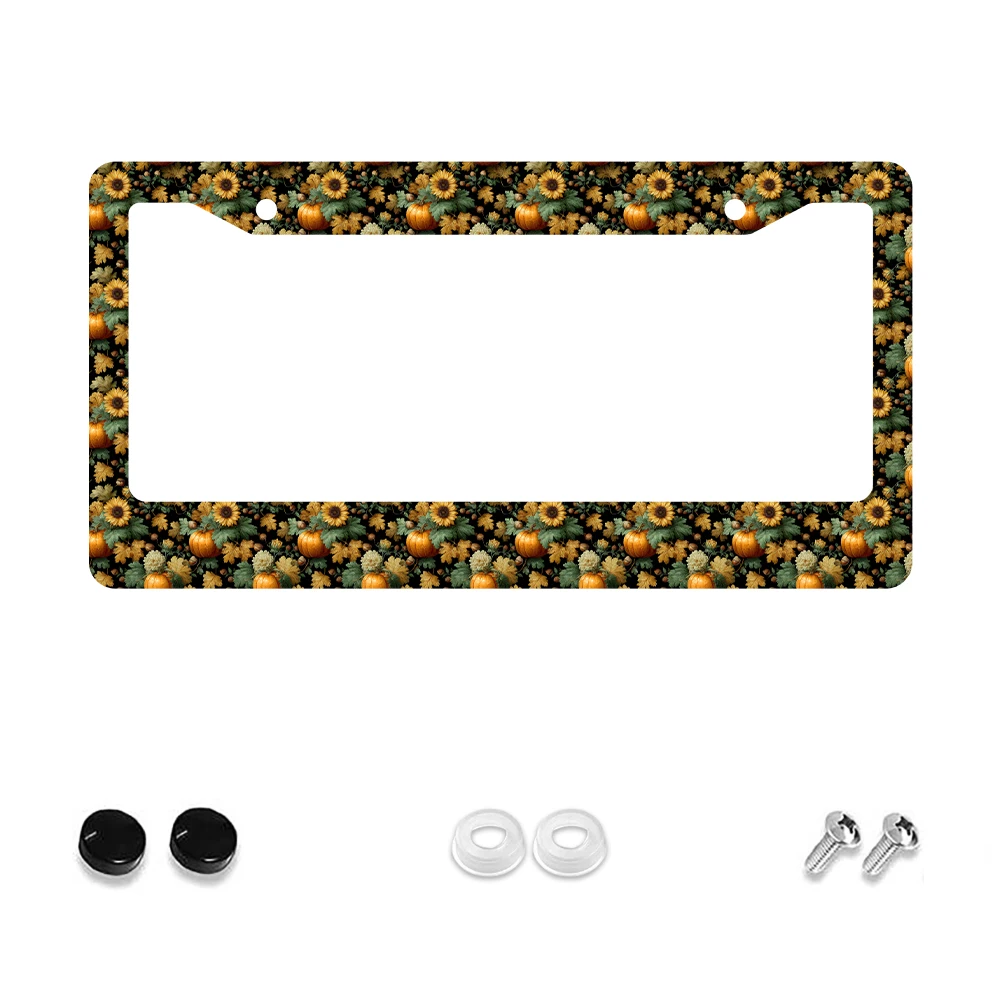 

1 шт. оранжевая рамка номерного знака с 2 отверстиями в виде тыквы и подсолнуха, алюминиевый материал, 6x12 дюймов с набором винтов, ретро-роман