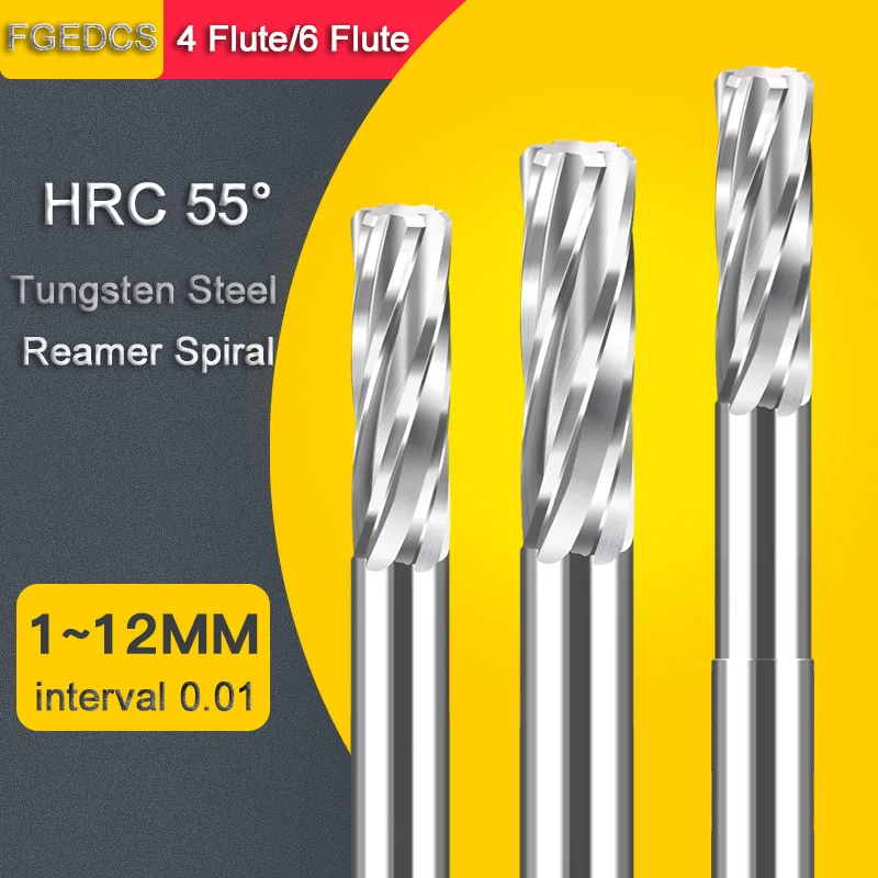 Fresa a spirale in metallo duro flauto a spirale non rivestito H7 tolleranza Chucking alesatore taglierina in acciaio per metallo 4/6 flauti utensili da taglio CNC 1-20mm