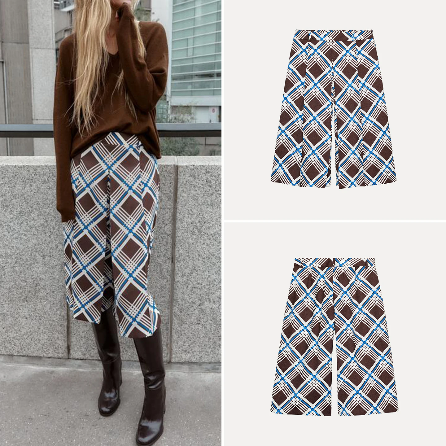 2025 Herbst Neue Sle frauen Faion Personali Gesteppte Lange Casual orts Hohe Taille Cheered Muster Damen Hosen