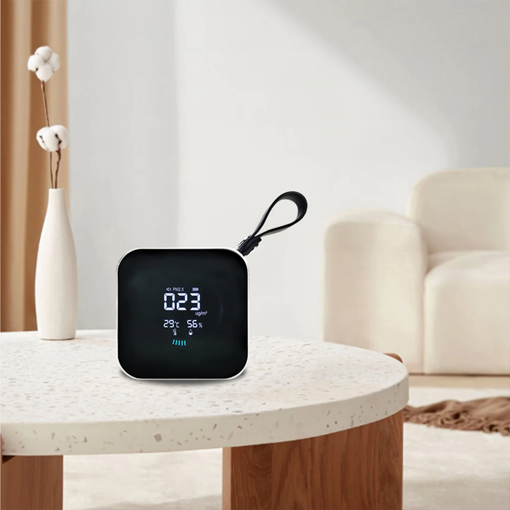 Portable Handheld PM2.5 Air Quality Monitor and Temperature Humidity Meter-Silver