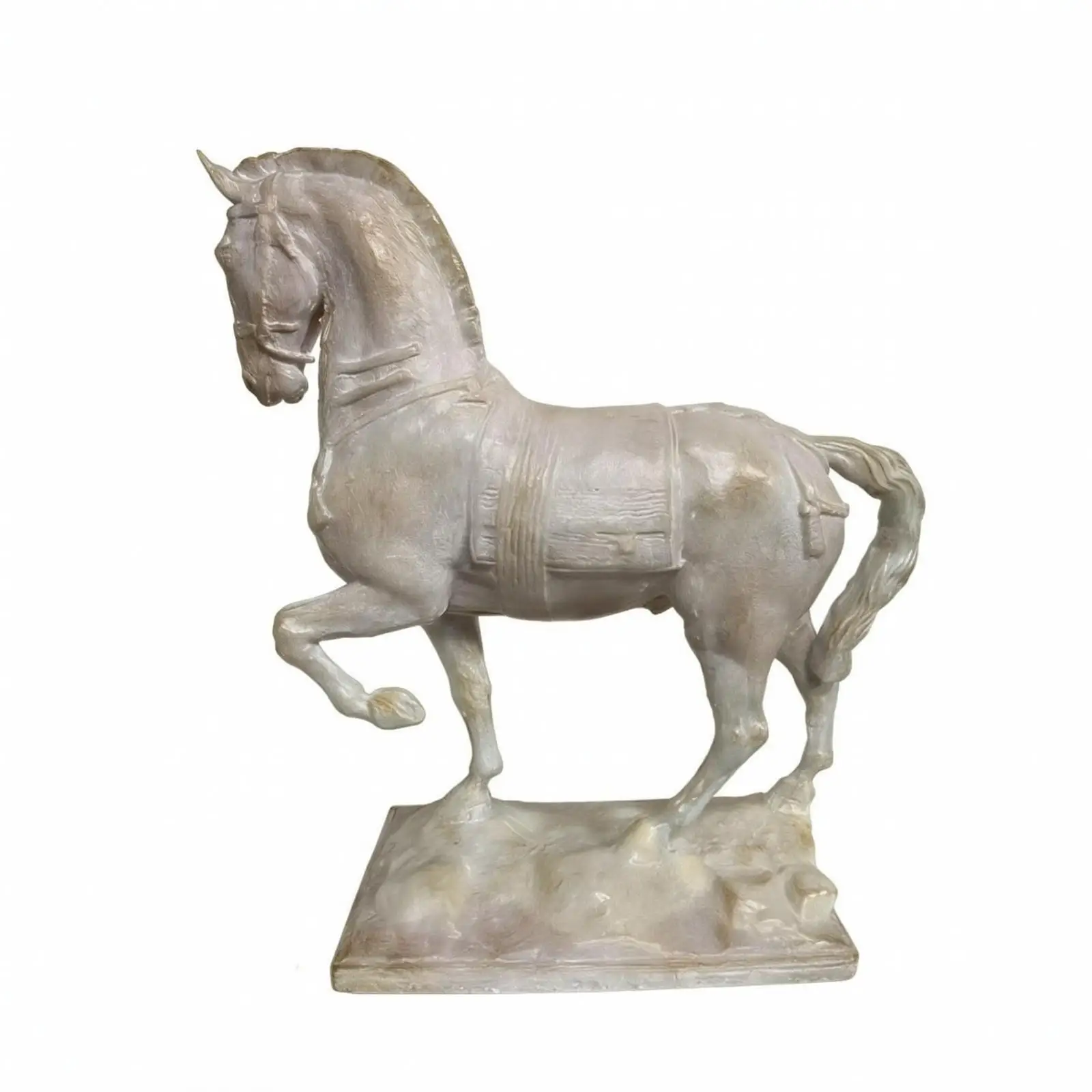 Rearing Horse Statue Vintage Horse Sculpture with Base Aged for Entryway Console
