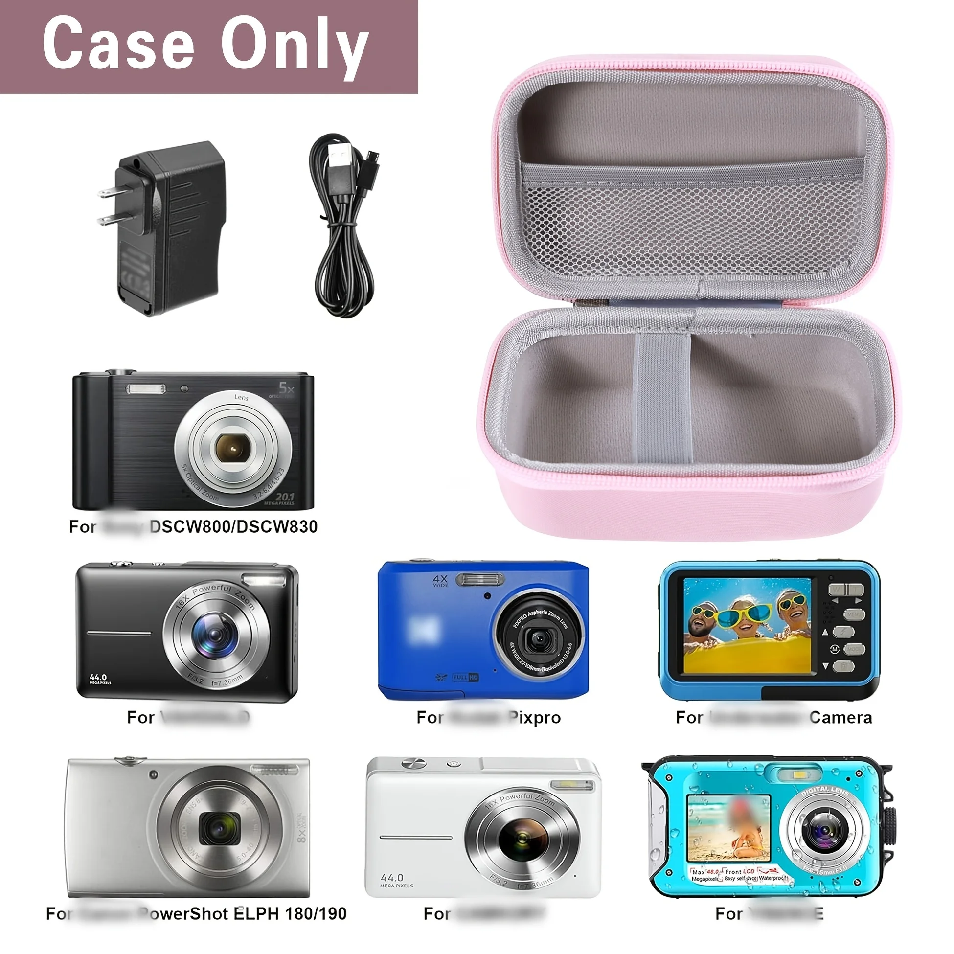 Compact Digital Camera Case Hard EVA Travel Storage Bag Shockproof Protective Carrying Pouch with Mesh Pocket for Outdoor Travel image 4