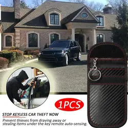 Car Key Signal Blocker Case Carbon Fibre Pouches Cage Anti-scan Anti-magnetic Card Holder Keyless Blocking Bag Radiation Protect