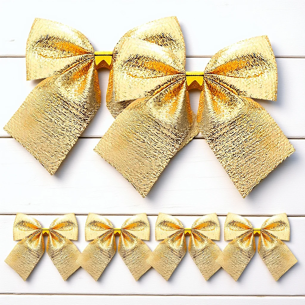 

12Pcs Golden Bowknot Christmas Tree Ornaments Satin Ribbon 500x500x020cm Sweet Xmas Decorations Christmas Tree Ornaments
