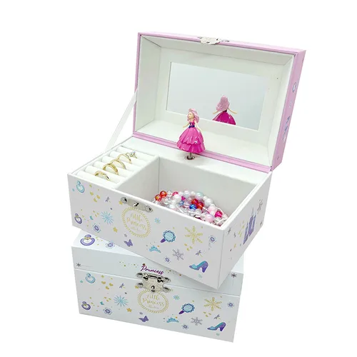 회전 뮤지컬 보석 상자, 아름다운 공주 보석 보관 장식 및 뮤직박스, 어린이 소녀 생일 파티 선물 