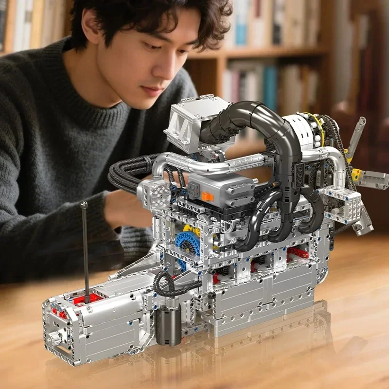 MKing 10214 Technical Car Engine Toys The Motorized Rotary Piston Engine Building Block Brick Set Kids Christmas Gift