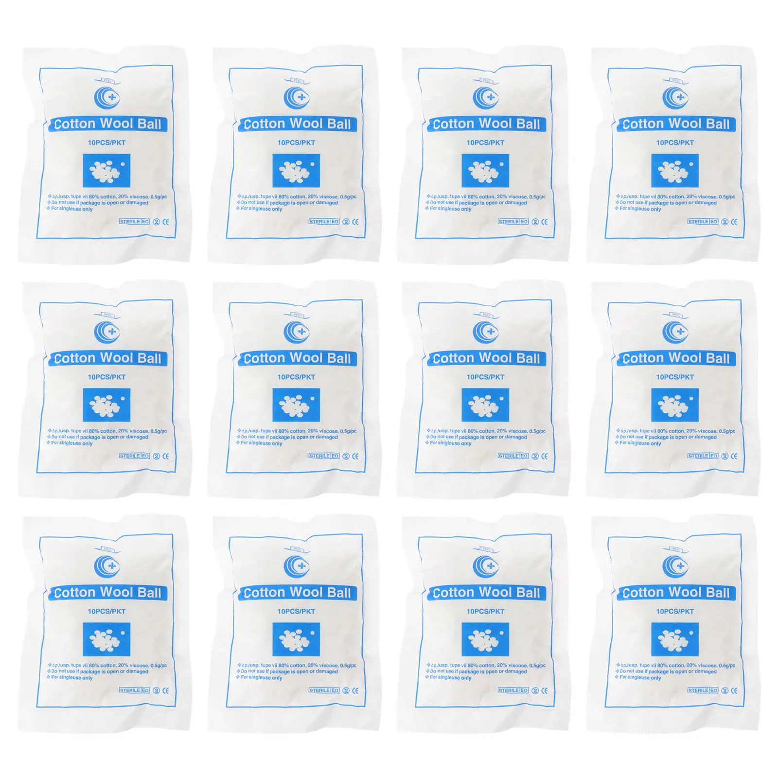 Pure Cotton Balls 12 Bags Absorbent Skin Cleansing Pads for Tattoo Salon Beauty Care Supplies