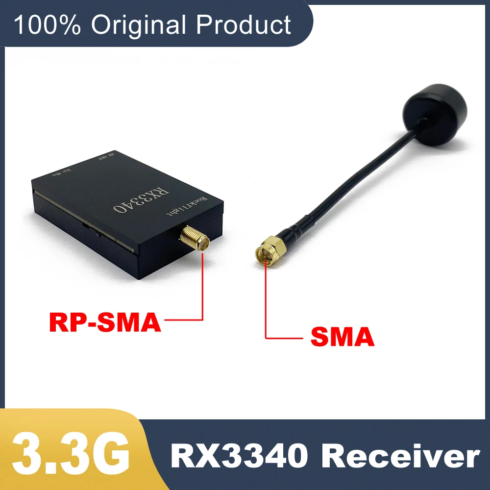 RockFlight 3.3G 16CH RX3340 VRX FPV 무선 이미지 전송 수신기 주파수 지원 3310-3495MHz/자동 채널 검색