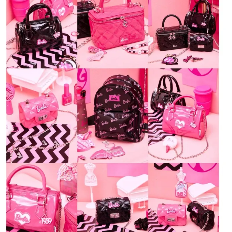 Anime Miniso Barbie borsa a tracolla moda donna Cartoon Cute Girl borsa a tracolla portatile Kawaii borsa cosmetica di grande capacità