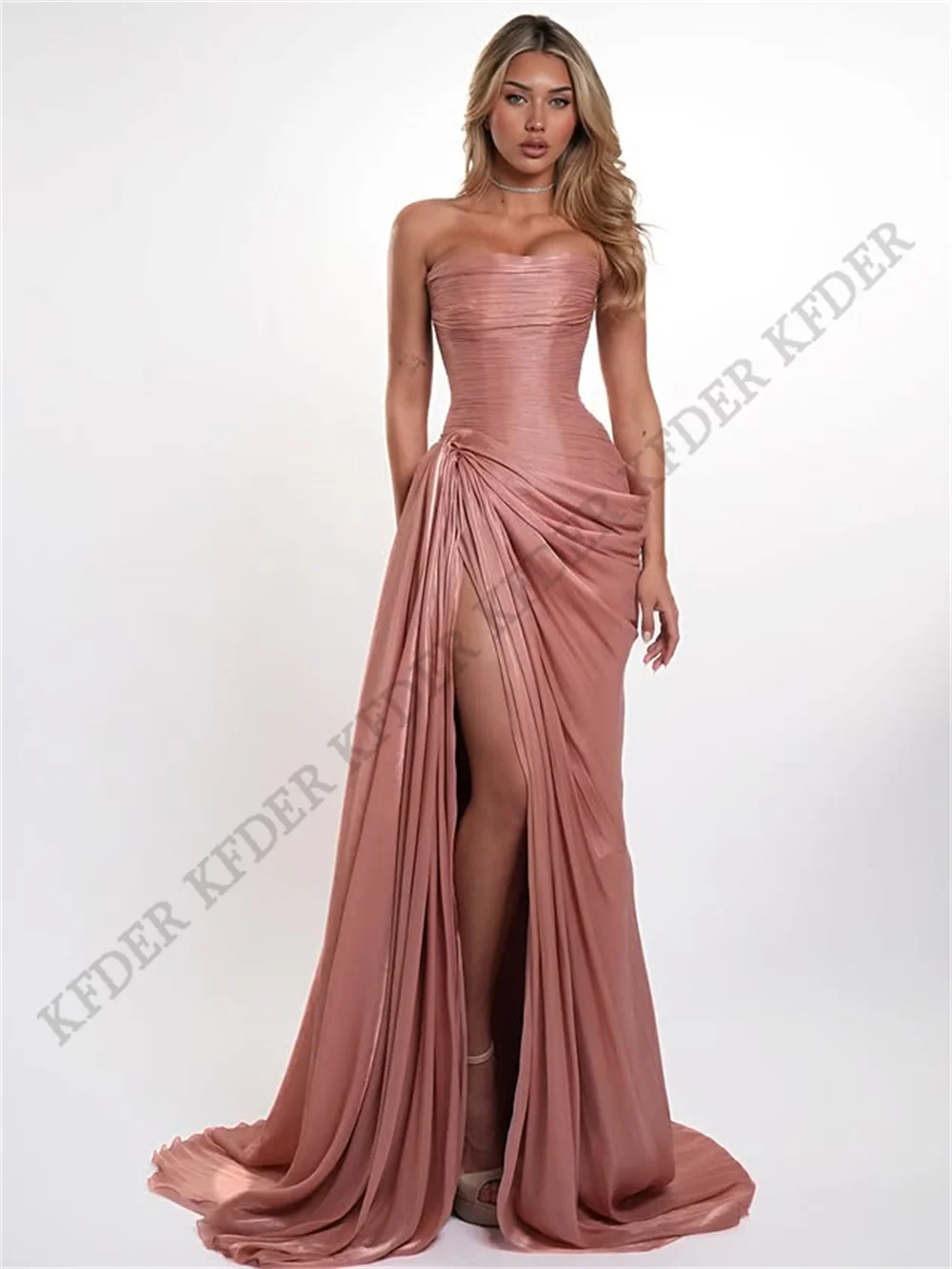 Dubai Luxurious Side Slit Party Dresses Pink Draped Prom Gown Sweetheart vestidos elegantes mujer para fiesta de noche 2026