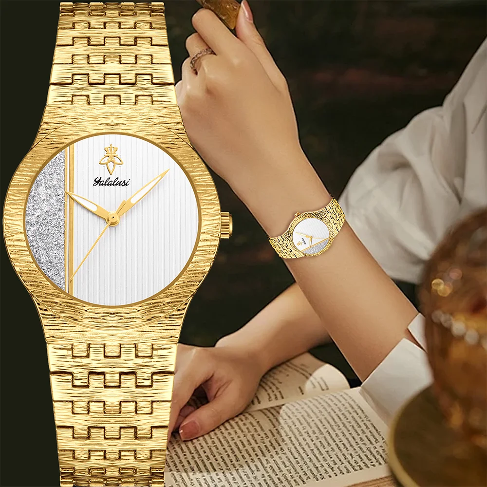 YaLaLuSi Modische Runde Glitzernde Mehrfarbige Quarzuhr mit Stahlarmband – Lässiger Unisex-Zeitmesser, Perfekt als Geschenk Reloj – Detail 4