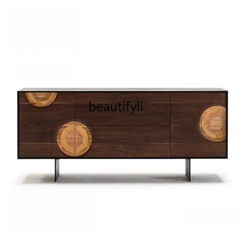 

French Retro Solid Wood Cabinet Vintage Style Sideboard Wall-Mounted Integrated Decorative Entryway Minimalist Storage Cabinet