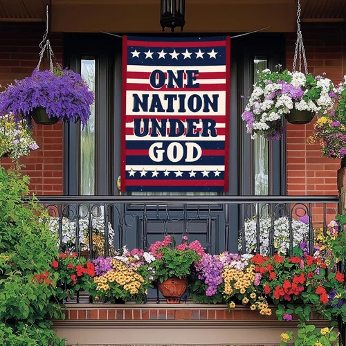 Patriotic American House Flag One Nation under God House Flags 28 X 40 Inch Doub 711181744842 AAV hhz
