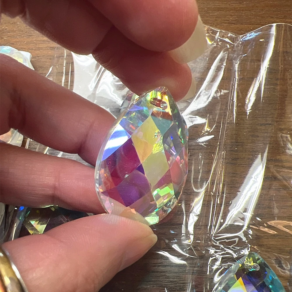 

38mm/50mm/63mm Chandelier Glass AB Almond Shape Crystals Lighting Prisms Parts Hanging Pendants K9 Drop For Strands