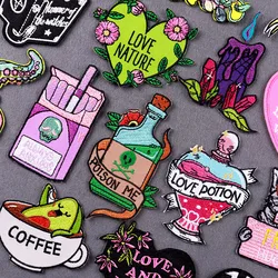 Love Potion Patch Poison Me Fusible Embroidery Patch Iron On Patches For Clothing Thermoadhesive Sewing On Patches For Clothes