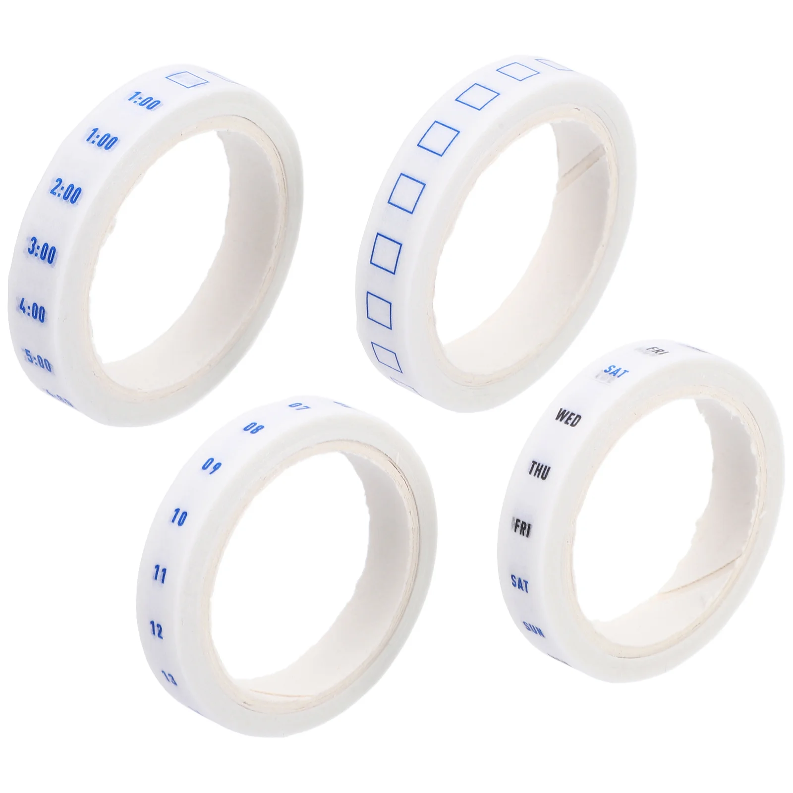 

4 Rolls Time Washi Tape Journal Days of Week Stickers Calendar Planner Supplies Decorative Functional Longlasting Cute