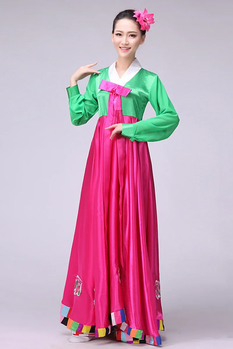 Vestido Hanbok Coreano Tradicional para Feminino, Alta Qualidade, Multicolor, Folk, Traje De Dança, Vestido De Festa