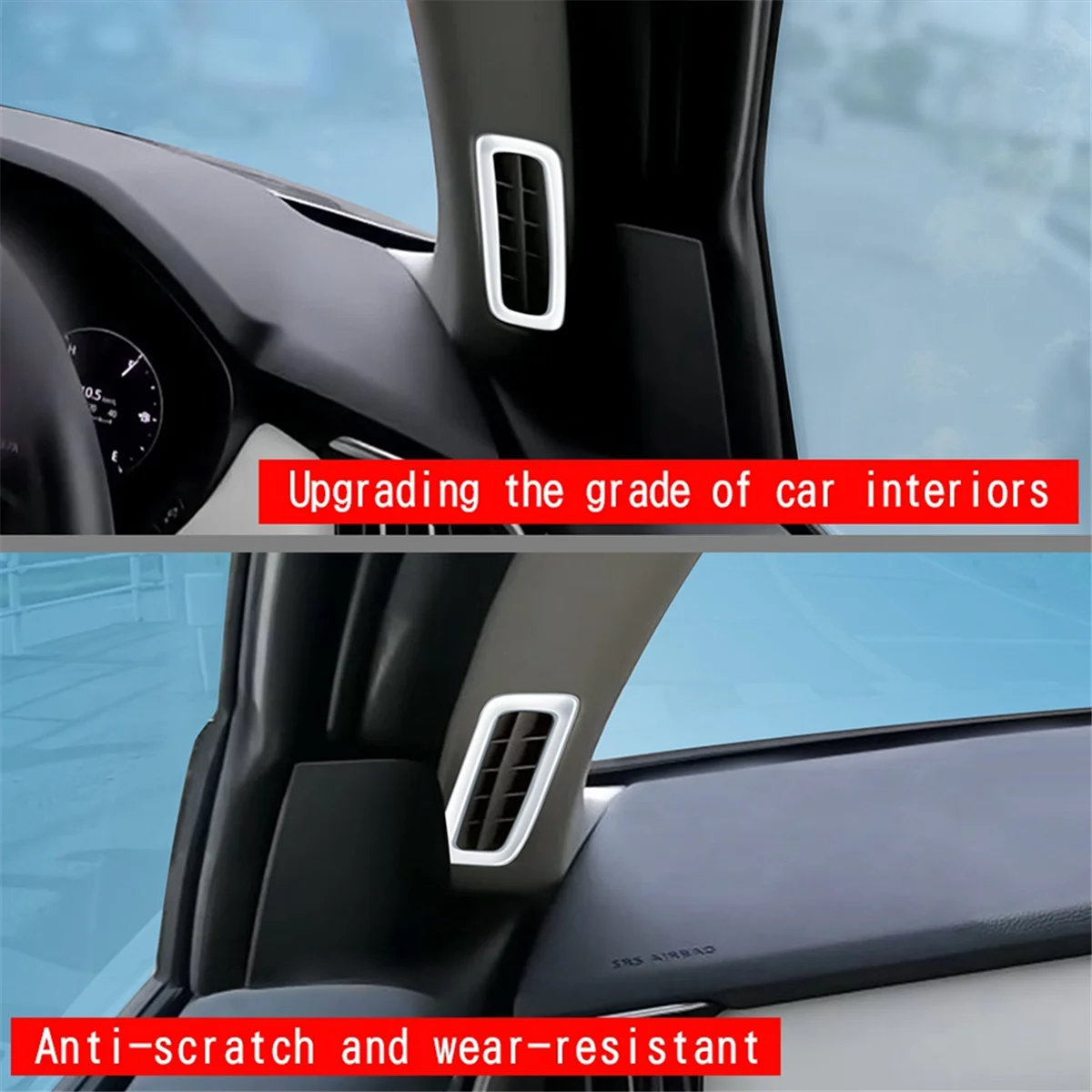 For Mazda CX-60 2022 2023 RHD Silver Car a Pillar Air Conditioning Outlet Decorative Frame Sticker Accessories