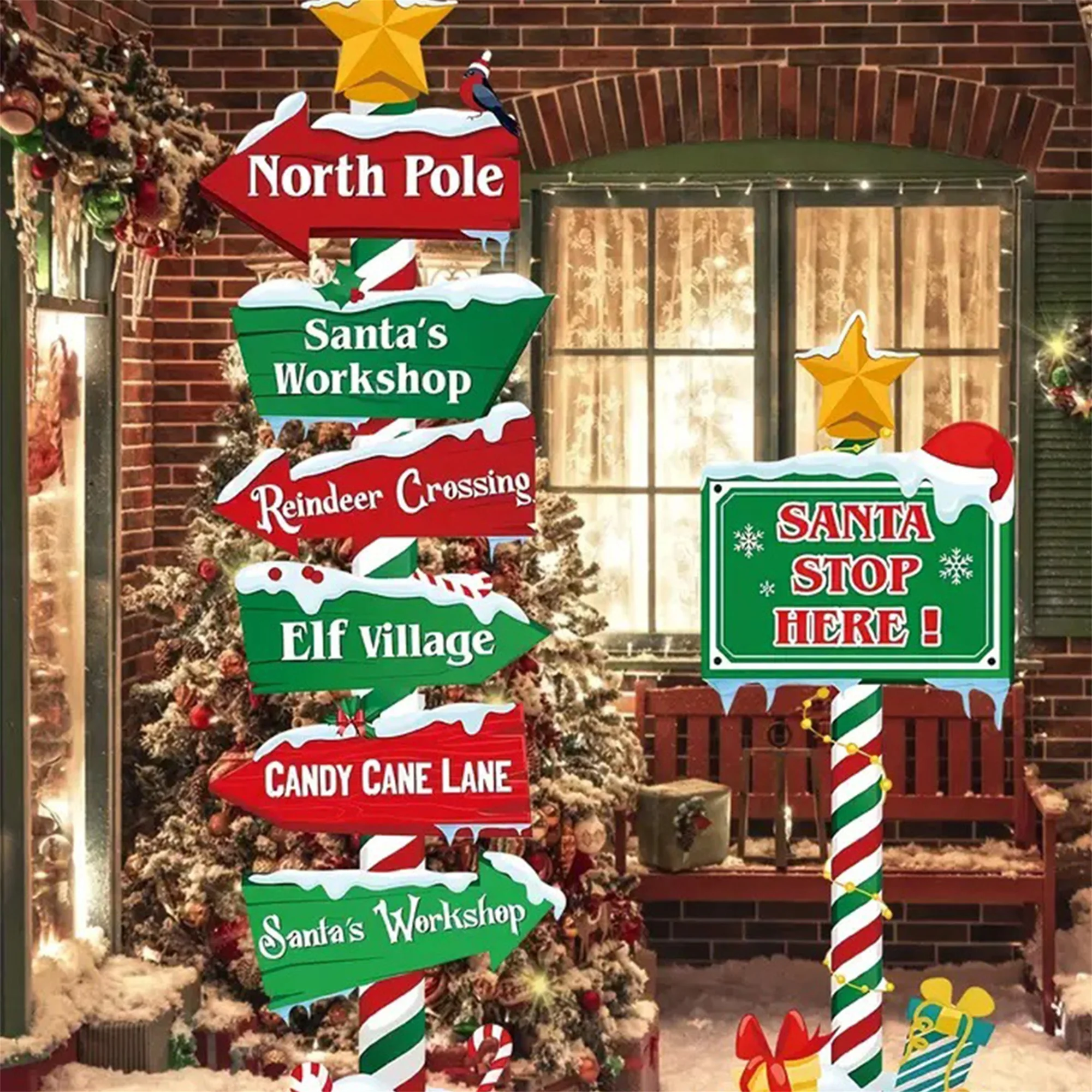 

Праздничный праздничный знак для двора, пластиковая стрелка, направленный садовый кол для украшения наружного газона и рождественского разведывания