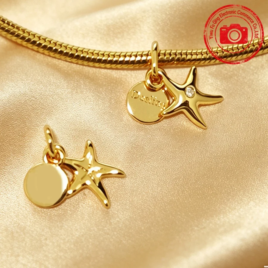 Neue goldene Tieranhänger DIY Schmuckgeschenke Glühwürmchen Biene Schmetterling Meeresschildkröte Seepferdchen Haustier Katze Löwe Perlen passend für Original-Armbänder