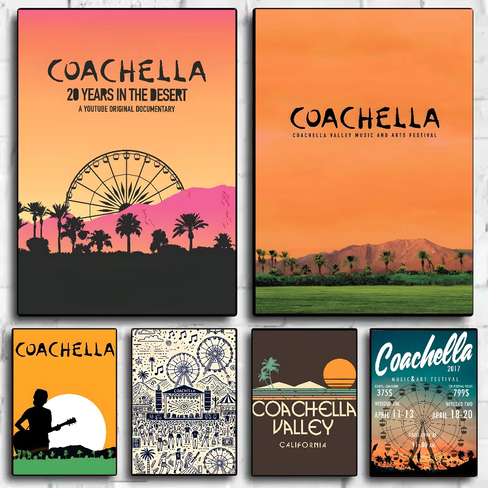 Póster de música Coachella Valley, arte HD, pared adhesiva, impermeable, hogar, sala de estar, dormitorio, bar, decoración estética
