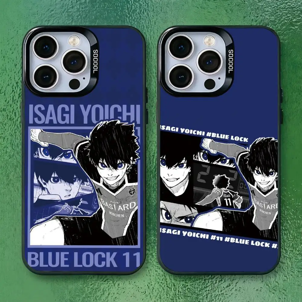 Blue Lock Isagi Yoichi Phone Case For iPhone 17,16,15,14,13,12,11 Plus,Pro Max,XS,Colored Silver Plated Inside Cover