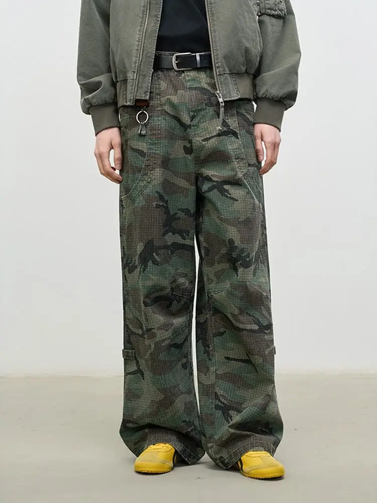 

Luminelle Military Camouflage Straight Leg Cargo Work Pants Waed Vintage Loose Casual Trousers Straight Tube Military Pants
