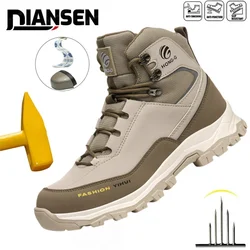 Fashion Leather Safety Boots for Men Security Work Protective Anti-smash Anti-puncture Industrial Construction Shoes Botas Hombr