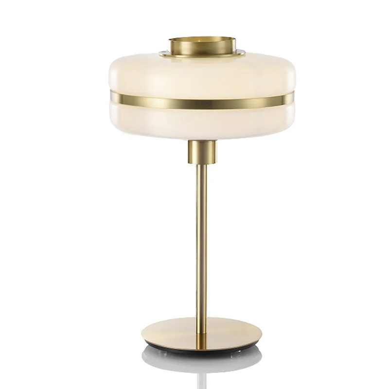 Nordic LED Golden Iron Rod Base with Round Frosted Glass Table Lamp Atmosphere Desk Light EU / US Standard Plug in Type