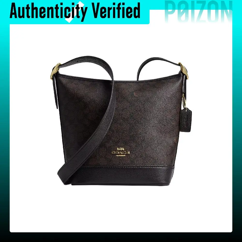 COACH CANVAS Signature Coated Canvas With Refined Litchi Grain Leather Crossbody Bags Small Women's Black CBH20-IMXAQ