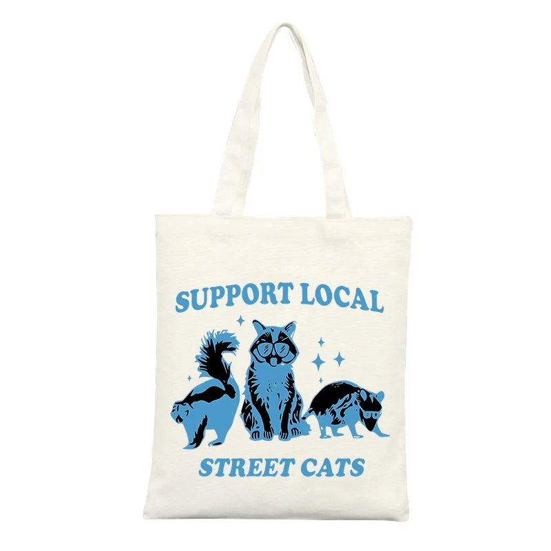 Canvas Tote Bag with Animal Graphic and Slogan-style Print, Ideal for Casual Shopping and Daily Use