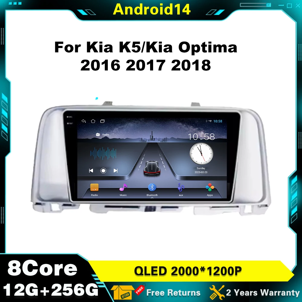 

9” Android 14 For Kia K5/Kia Optima 2016 2017 2018 GPS Navigation WIFI Carplay 2din Car Radio Auto Multimedia Video Player
