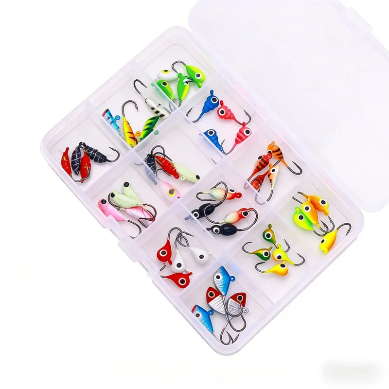 

Набор приманок для зимней рыбалки: специальные микро-мини металлические приманки, свинцовые головки, крючки в коробке, аксессуары для рыболовных крючков и приманок